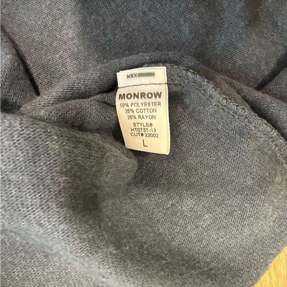 MONROW Blue Tropical Print Top Size Large - Picture 8 of 8